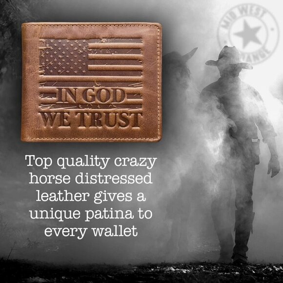 ‘IN GOD WE TRUST’ Blocking & 9 Card Slots Leather Patriotic American Flag Wallet - Picture 11 of 14